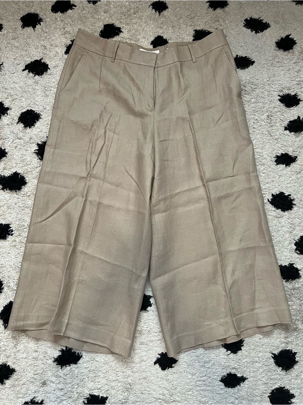 Lafayette 148 size 16 Women's Beige Wide-Leg Linen-Blend Shorts